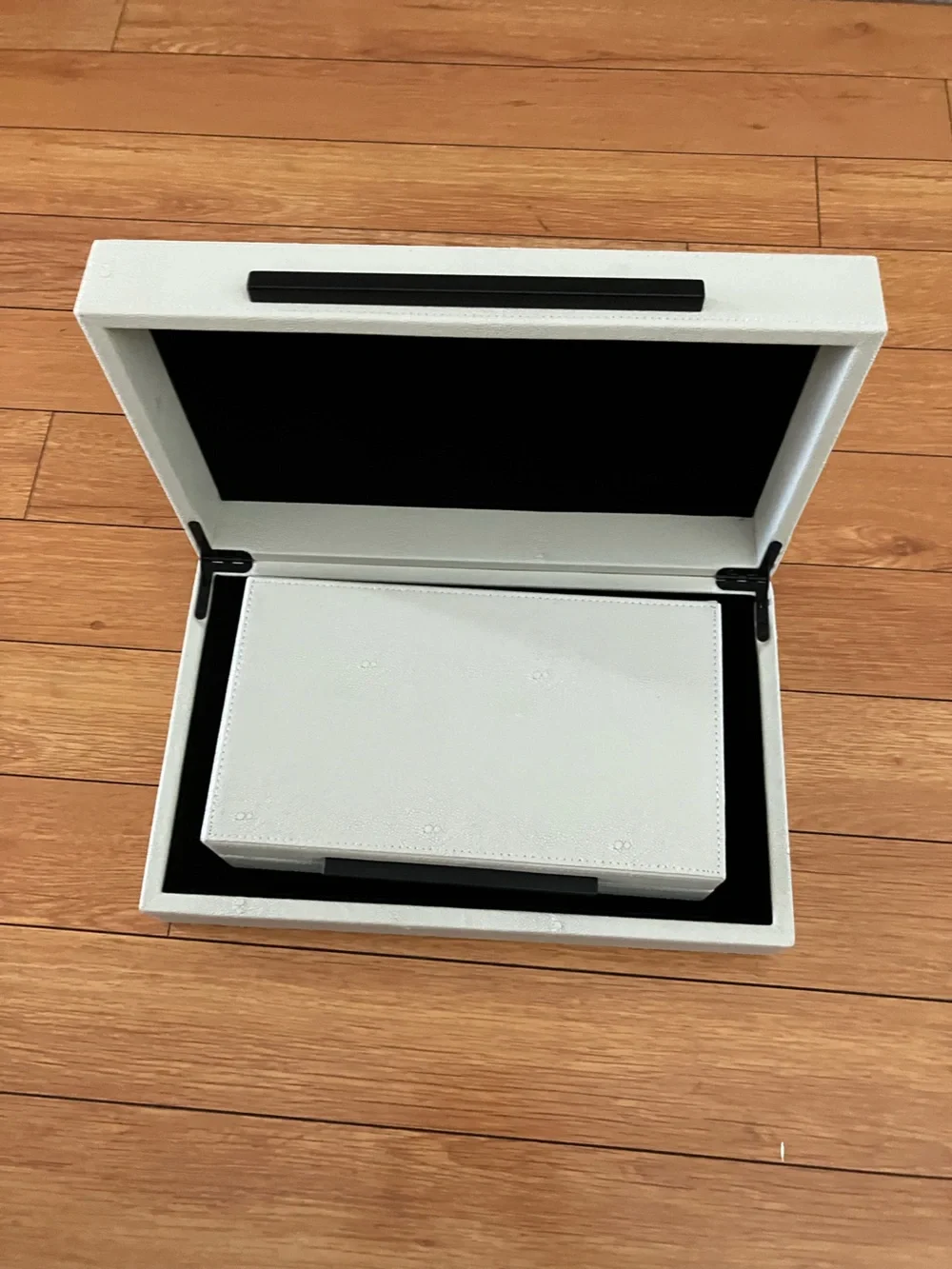 Set of 2 Beige Shagreen Decorative Storage Boxes, Faux Leather, New